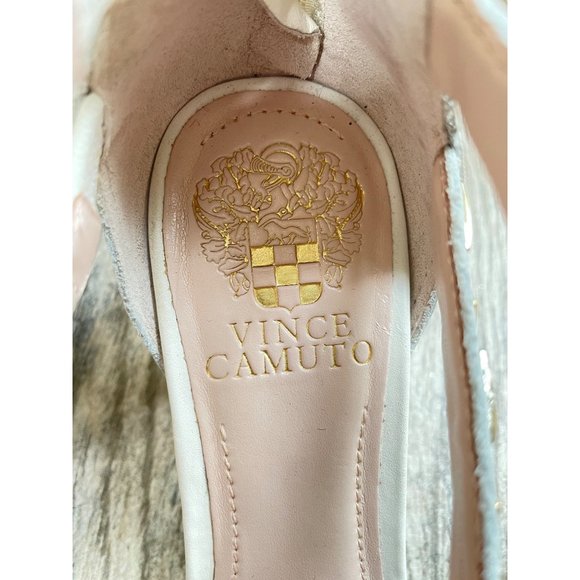 VINCE CAMUTO VC MIKAL STUDDED WHITE LEATHER STRAP HEELS WOMEN SIZE 7.5M - Picture 2 of 12
